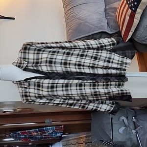 Susan Graver tunic plaid yard dyed weekender Large neutral NWT